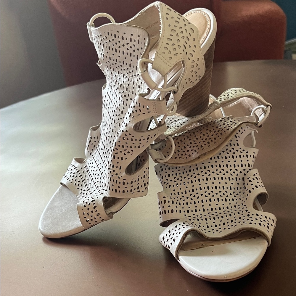 Vince Camuto Cream Cutout Heels